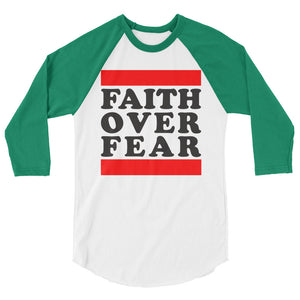 Faith Over Fear 3/4 sleeve raglan shirt - Gum Clothing Store