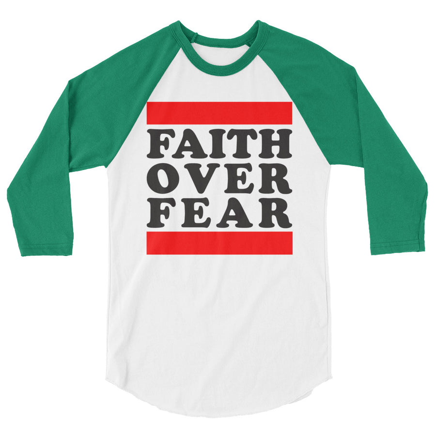 Faith Over Fear 3/4 sleeve raglan shirt - Gum Clothing Store